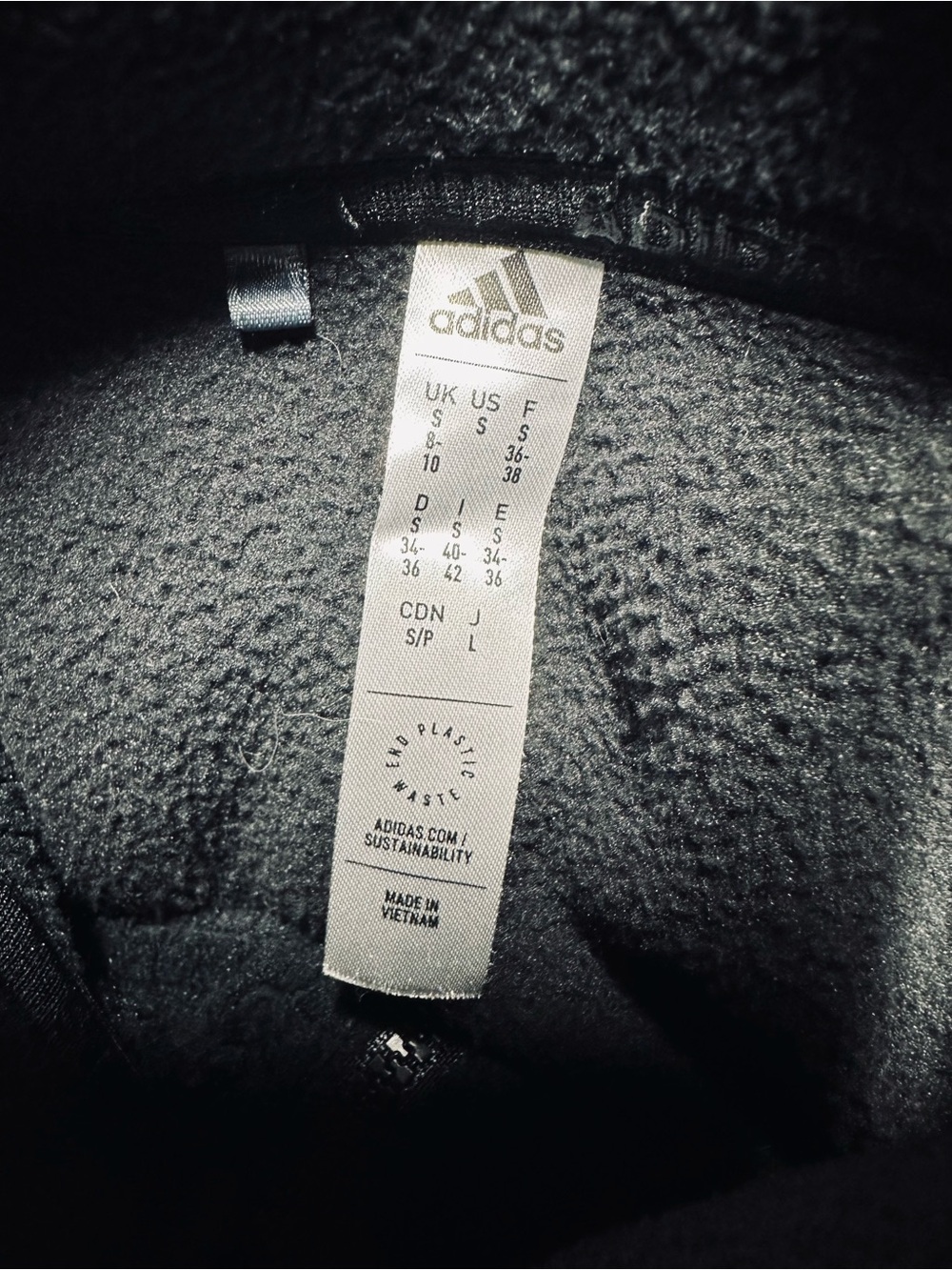 Adidas Women’s Small Black Quarter‑Zip Fleece Pullover – Textured Upper Panel - Picture 4 of 4